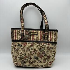 Longaberger Autumn Path Purse Handbag Tote Fall Leaves Pattern 12" x 9.5" x 4"